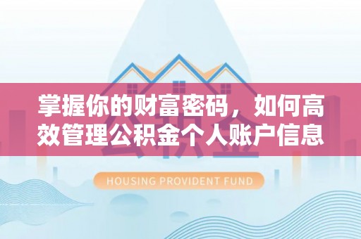 资金掌握你的财富密码，如何高效管理公积金个人账户信息