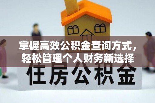 资金掌握高效公积金查询方式，轻松管理个人财务新选择