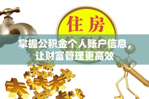 资金掌握公积金个人账户信息，让财富管理更高效
