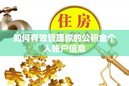 资金如何有效管理你的公积金个人账户信息